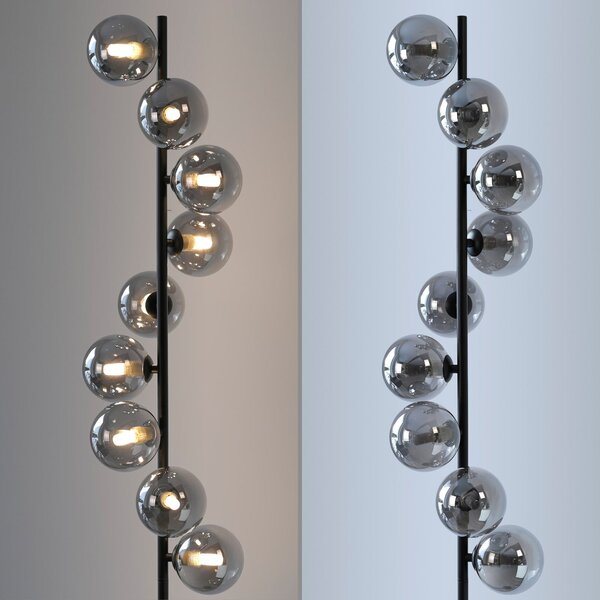 Schöner Wohnen lampadar Dubai, sticlă fumurie, 9 becuri, G9, Gri, Camera de zi / sufragerie, Sticlă, Modern