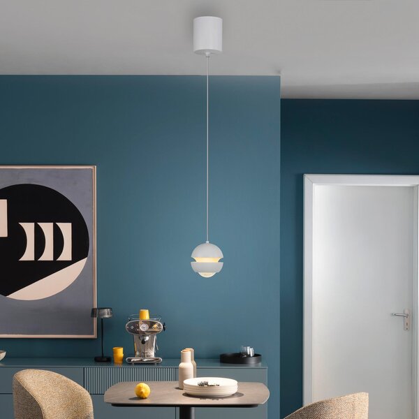 Schöner Wohnen Lampă suspendată LED Lini, albă, 1 bec, 3.000 K, Alb, Camera de zi / sufragerie, Plastic, Modern