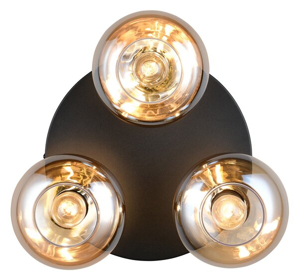 Reality Leuchten Plafonieră Divina, culoare chihlimbar, Ø 39 cm, 3 becuri, sticlă, reglabil, Bej, Camera de zi / sufragerie, Sticlă, Modern