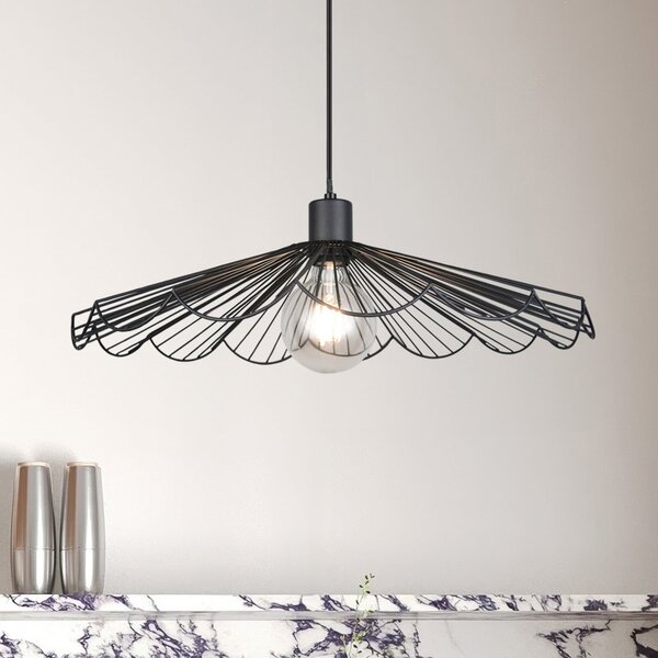 Reality Leuchten Lampă suspendată Margarita, Ø 50 cm, negru, E27, metal, reglabil, Negru, Camera de zi / sufragerie, Metal, Modern