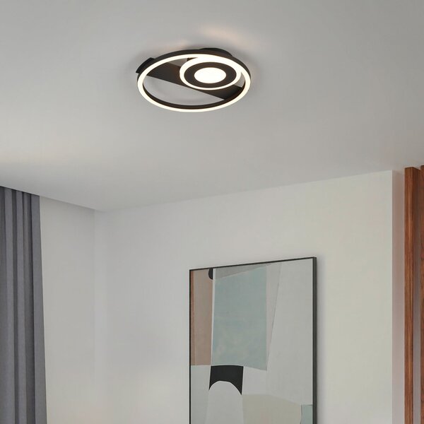 Reality Leuchten Plafonieră LED Horus, negru, 2.500 lm, 3.000 K, metal, reglabil, Negru, Camera de zi / sufragerie, Metal, Modern