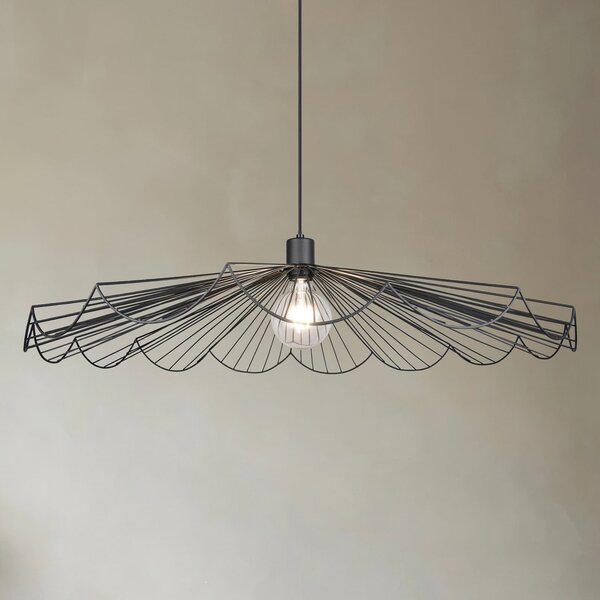 Reality Leuchten Lampă suspendată Margarita, Ø 80 cm, negru, E27, metal, reglabil, Negru, Camera de zi / sufragerie, Metal, Modern