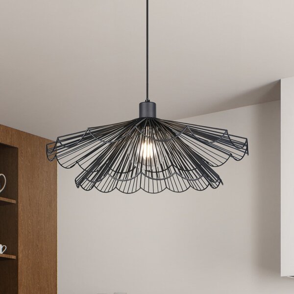 Reality Leuchten Lampă suspendată Margarita, Ø 50 cm, negru, E27, metal, reglabil, Negru, Camera de zi / sufragerie, Metal, Modern