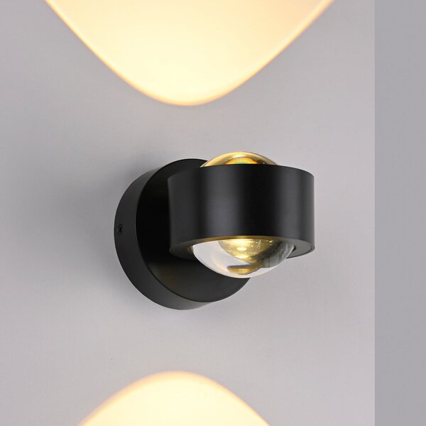 Schöner Wohnen aplică de perete LED Chia, negru, 3.000 K, sus/jos, Negru, Camera de zi / sufragerie, Plastic, Modern