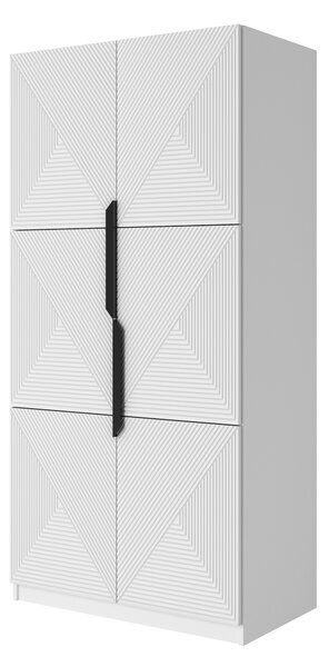 Dulap Asha 100 cm și mânere metalice - alb mat / mânere negre