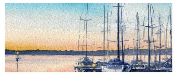 Tablou - Plimbare cu barca, aquarel (120x50 cm)