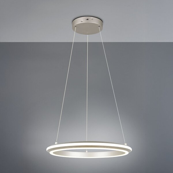 Trio Lighting Lampă suspendată LED Amador, Ø 45 cm, culoare nichel, metal, CCT, reglabil, Metalic, Camera de zi / sufragerie, Metal, Modern