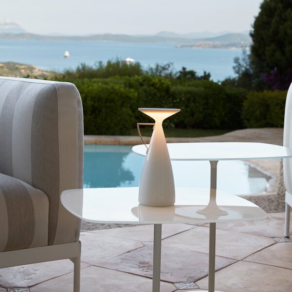 Kartell Lampa de masă cu baterie LED Camomille, albă, înălțime 24 cm, reglabil, Alb, Camera de zi / sufragerie, Plastic, Design