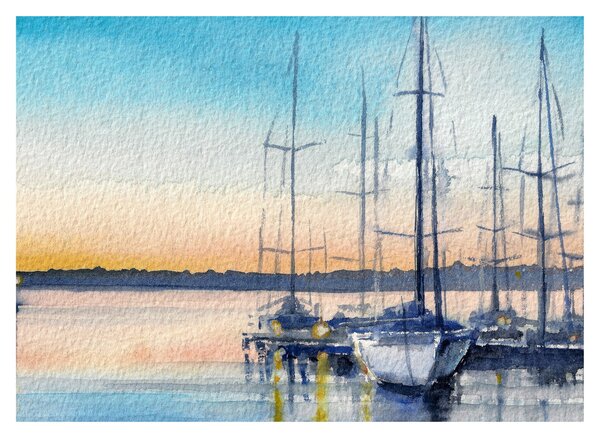 Tablou - Plimbare cu barca, aquarel (70x50 cm)