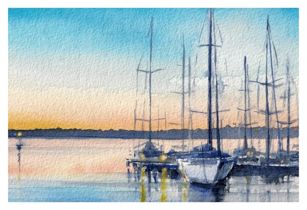 Tablou - Plimbare cu barca, aquarel (90x60 cm)