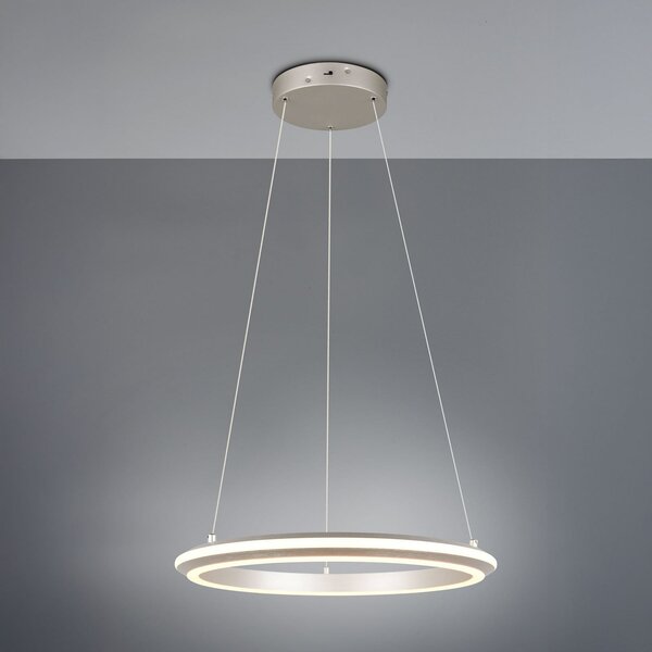 Trio Lighting Lampă suspendată LED Amador, Ø 45 cm, culoare nichel, metal, CCT, reglabil, Metalic, Camera de zi / sufragerie, Metal, Modern