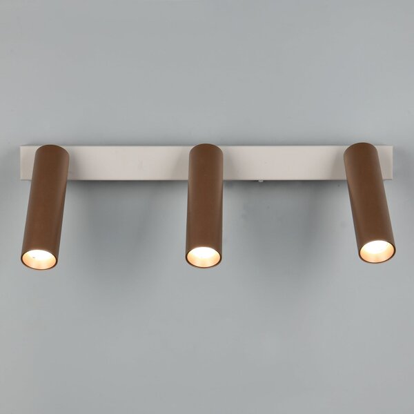 Trio Lighting Spot LED pentru tavan Ambala. Lungime 44 cm, gri/maro, 3 becuri., reglabil, Maro / Rugină, Camera de zi / sufragerie, Metal, Modern