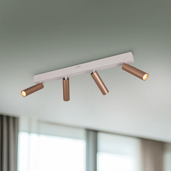 Trio Lighting Spot LED pentru tavan Ambala, lungime 65 cm, gri/maro, 4 becuri., reglabil, Maro / Rugină, Camera de zi / sufragerie, Metal, Modern