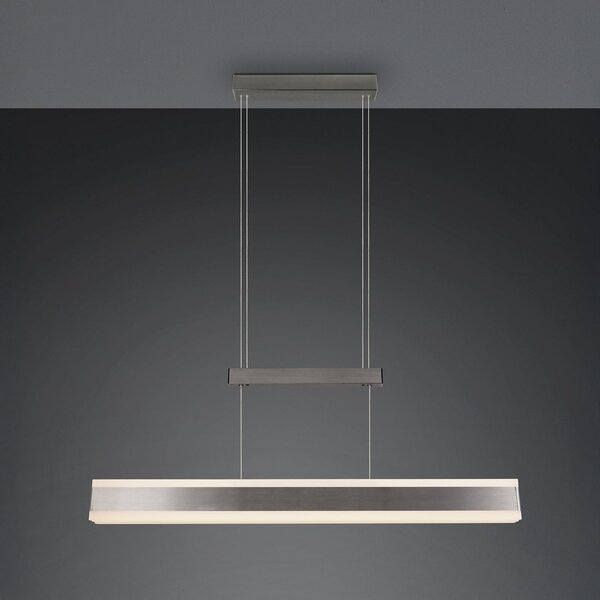 Trio Lighting Lampă suspendată LED Arcola, culoare nichel, 152 cm, dimmer tactil CCT, reglabil, Metalic, Camera de zi / sufragerie, Metal, Modern