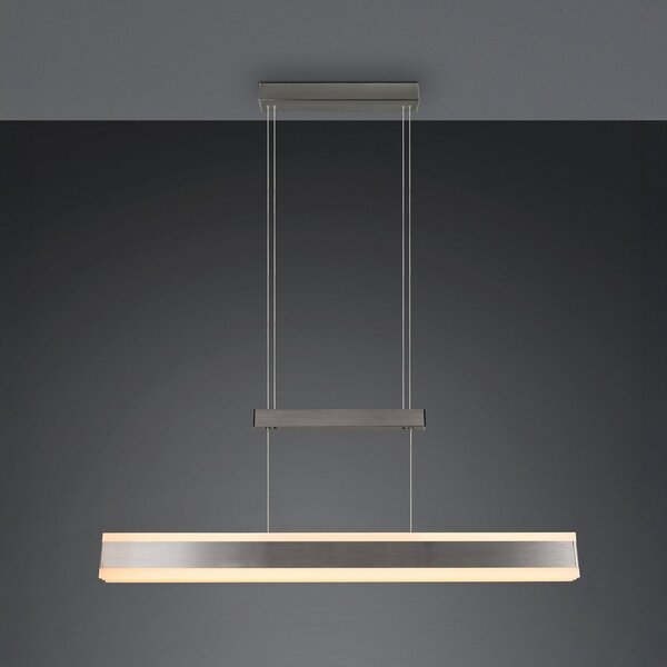 Trio Lighting Lampă suspendată LED Arcola, culoare nichel, 152 cm, dimmer tactil CCT, reglabil, Metalic, Camera de zi / sufragerie, Metal, Modern