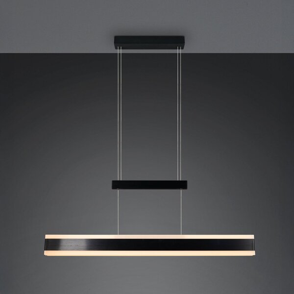 Trio Lighting Lampă suspendată LED Arcola negru, lungime 152 cm, dimmer tactil, CCT, reglabil, Negru, Camera de zi / sufragerie, Metal, Modern