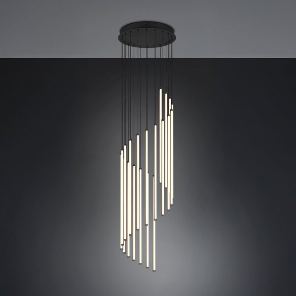Trio Lighting Lampă suspendată LED Baxter, negru, Ø 37 cm, metal, CCT dimabil, reglabil, Negru, Camera de zi / sufragerie, Metal, Modern