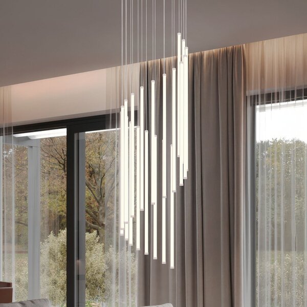 Trio Lighting Lampă suspendată LED Baxter, gri deschis, Ø 37 cm, metal CCT dimabil, reglabil, Gri, Camera de zi / sufragerie, Metal, Modern
