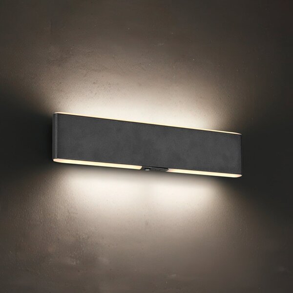 Trio Lighting Aplică de perete cu LED și baterie reîncărcabilă Conchita, lățime 32 cm, negru,, reglabil, Negru, Camera de zi / sufragerie, Metal, Modern