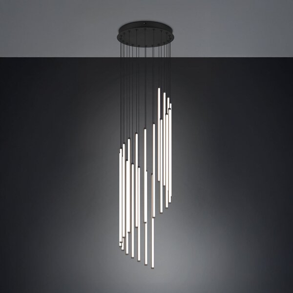 Trio Lighting Lampă suspendată LED Baxter, negru, Ø 37 cm, metal, CCT dimabil, reglabil, Negru, Camera de zi / sufragerie, Metal, Modern