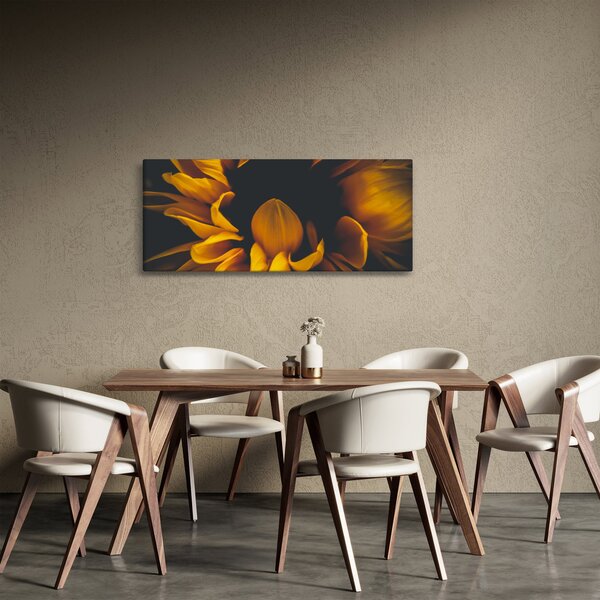 Tablou - Floarea-soarelui în fundal negru (120x50 cm)