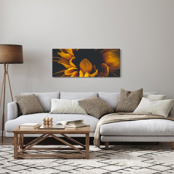 Tablou - Floarea-soarelui în fundal negru (120x50 cm)