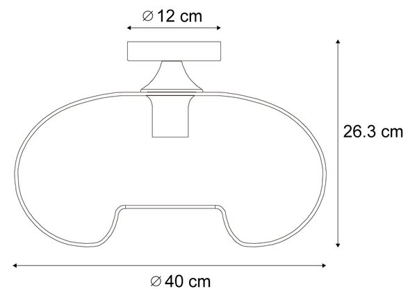Plafonieră Art Deco neagră cu sticlă fumuriu 40cm - Busa
