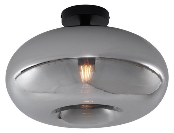 Plafonieră Art Deco neagră cu sticlă fumuriu 40cm - Busa