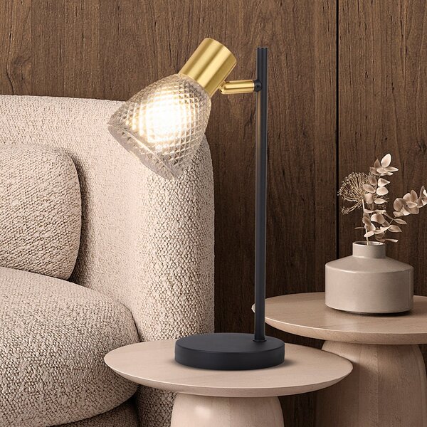 Näve Lampa de masă Lindita, sticlă, gri fumuriu, E14, orientabilă, Gri, Camera de zi / sufragerie, Sticlă