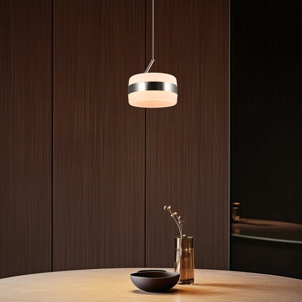 Trio Lighting Lampă suspendată LED Dios, culoare nichel, Ø 15 cm, metal, CCT, reglabil, Metalic, Camera de zi / sufragerie, Metal, Modern