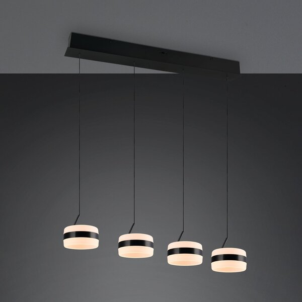 Trio Lighting Lampă suspendată LED Dios, negru, lungime 85 cm, CCT, 4 becuri, reglabil, Negru, Camera de zi / sufragerie, Metal, Modern