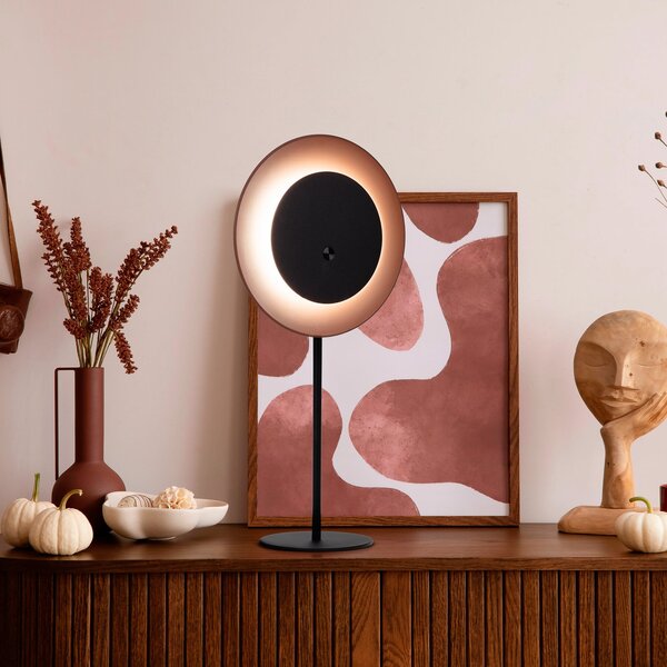 Näve Lampa de masă cu LED și baterie Solan, negru/maro, solară, IP54, reglabil, Negru, Camera de zi / sufragerie, Metal, Modern
