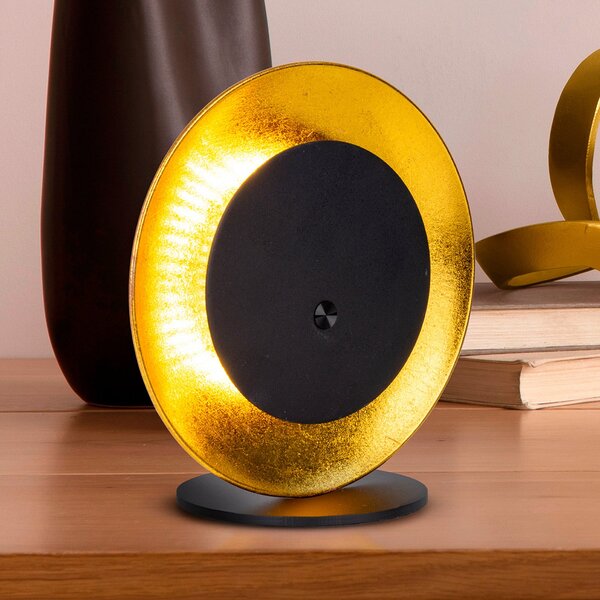 Näve Lampa de masă cu LED și baterie Solan, negru/auriu, solară, IP54, reglabil, Negru, Camera de zi / sufragerie, Metal, Modern