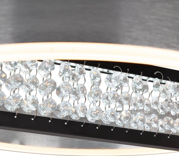 Näve Lampă suspendată LED Yvaris, argintiu, CCT, telecomandă, reglabil, Metalic, Camera de zi / sufragerie, Aluminiu, Modern