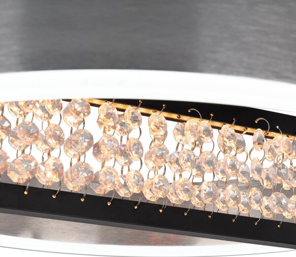 Näve Lampă suspendată LED Yvaris, argintiu, CCT, telecomandă, reglabil, Metalic, Camera de zi / sufragerie, Aluminiu, Modern