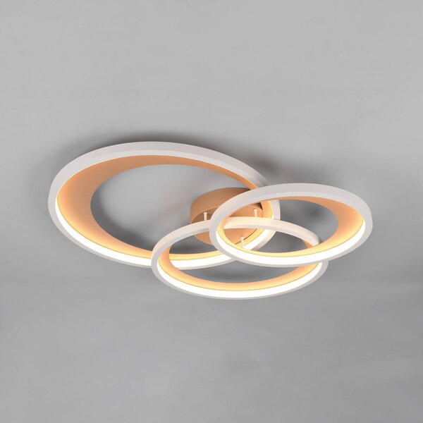 Trio Lighting Plafonieră LED Granada, maro, lungime 71 cm, metal, CCT, reglabil, Maro / Rugină, Camera de zi / sufragerie, Metal, Modern