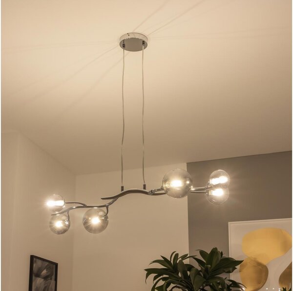 Brilagi - Lustră LED suspendată pe cablu MISTEL 6xG9/3W/230V crom negru/fumuriu