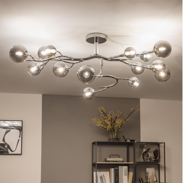 Brilagi - Lustră LED aplicată MISTEL 15xG9/3W/230V crom negru/fumuriu