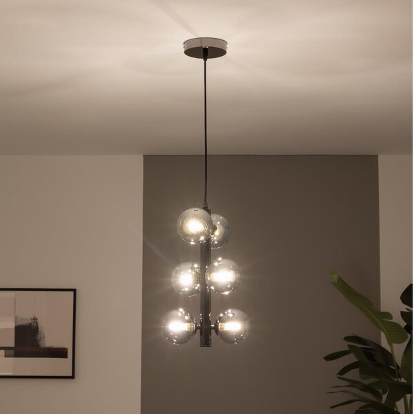 Brilagi - Lustră LED suspendată pe cablu MILLA, 6x G9/3W/230V, negru cromat/sticlă fumurie