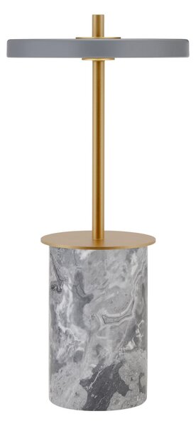 UMAGE Lampa cu baterie Asteria MOVE MINI, gri marmură/alamă IP44, reglabil, Auriu / Alamă, Camera de zi / sufragerie, Marmură, Design