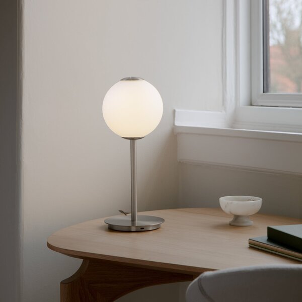 UMAGE Lampa de masă LED Audrey, culoare oțel, înălțime 37 cm, reglabil, Metalic, Camera de zi / sufragerie, Metal, Design, glob