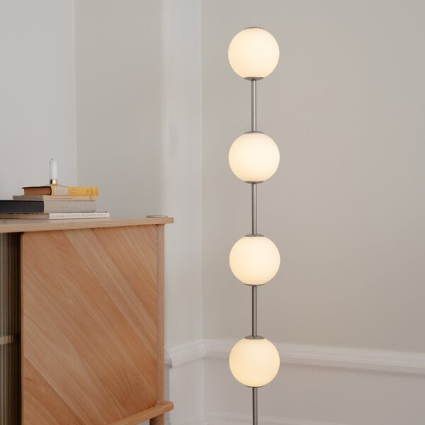 UMAGE lampadar LED Audrey, culoare oțel, înălțime 128 cm, 4 becuri., reglabil, Metalic, Camera de zi / sufragerie, Metal, Design, glob