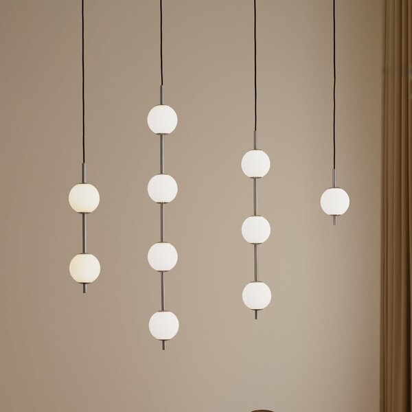 UMAGE Lampă suspendată LED Audrey, culoare oțel, 2 becuri, Ø 12 cm, reglabil, Metalic, Camera de zi / sufragerie, Metal, Design, glob