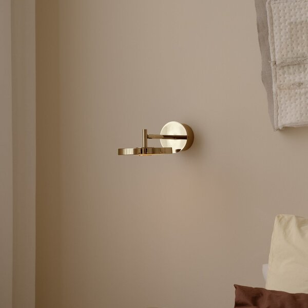 UMAGE Aplică LED Asteria SHORT HW, alamă lustruită, 28 cm, reglabil, Auriu / Alamă, Camera de zi / sufragerie, Metal, Design, Soclu de perete jos
