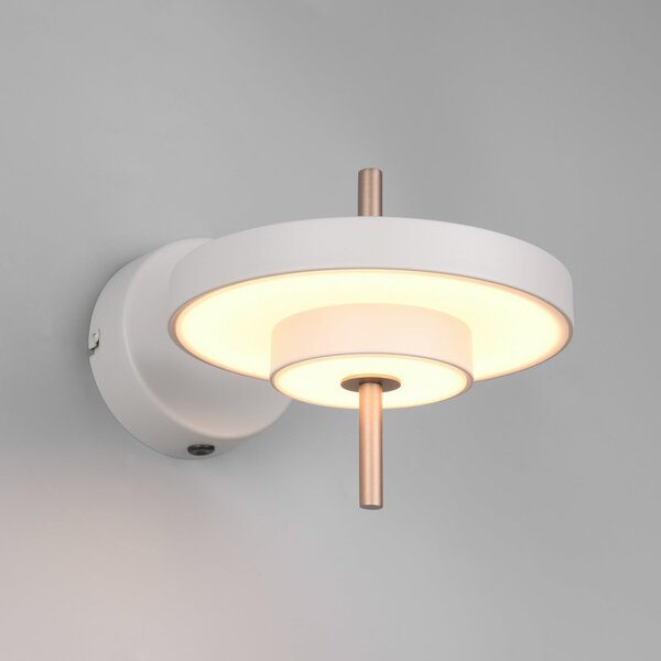 Trio Lighting Aplică LED Keaton, gri deschis, Ø 20 cm, metal, CCT, reglabil, Gri, Camera de zi / sufragerie, Metal