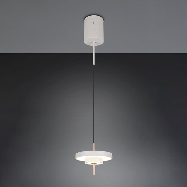 Trio Lighting Lampă suspendată LED Keaton, gri deschis, Ø 20 cm, metal, CCT, reglabil, Gri, Camera de zi / sufragerie, Metal