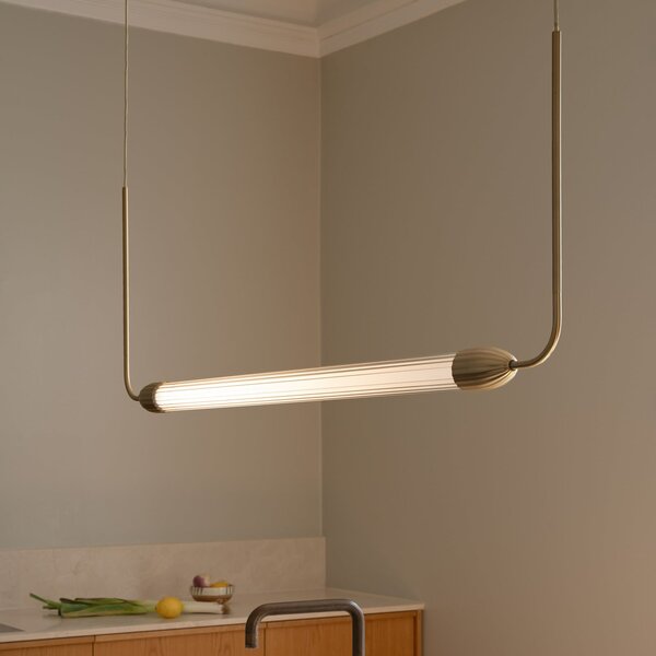 UMAGE Lampă suspendată LEMON SQUEEZE LINEAR, alamă 138 cm GU10, reglabil, Auriu / Alamă, Camera de zi / sufragerie, Metal, Design