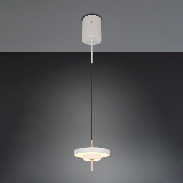 Trio Lighting Lampă suspendată LED Keaton, gri deschis, Ø 20 cm, metal, CCT, reglabil, Gri, Camera de zi / sufragerie, Metal