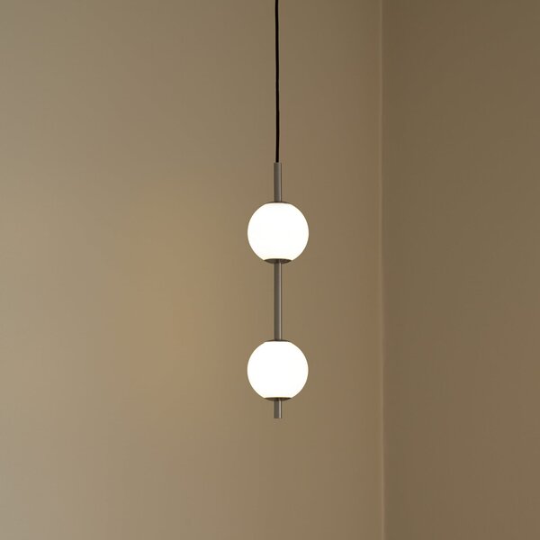 UMAGE Lampă suspendată LED Audrey, culoare oțel, 2 becuri, Ø 12 cm, reglabil, Metalic, Camera de zi / sufragerie, Metal, Design, glob