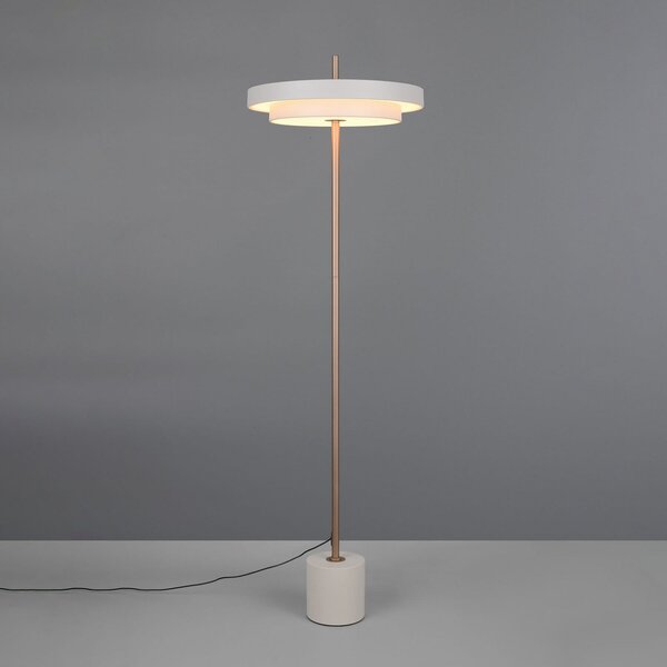 Trio Lighting Lampadar LED Keaton, gri deschis, înălțime 138 cm, metal, CCT, reglabil, Gri, Camera de zi / sufragerie, Metal